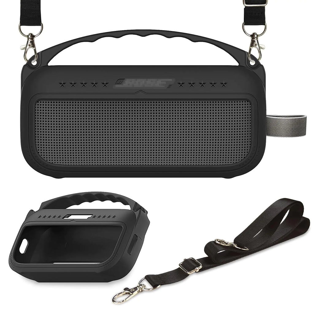 Silicone Cover Case Compatible with Bose SoundLink Flex Portable Bluetooth Speaker 2nd Gen /1st Gen Soft Skin Sleeve for Bose SoundLink Flex Gen 2/Gen 1 Speaker Cover Accessories (Black Case)