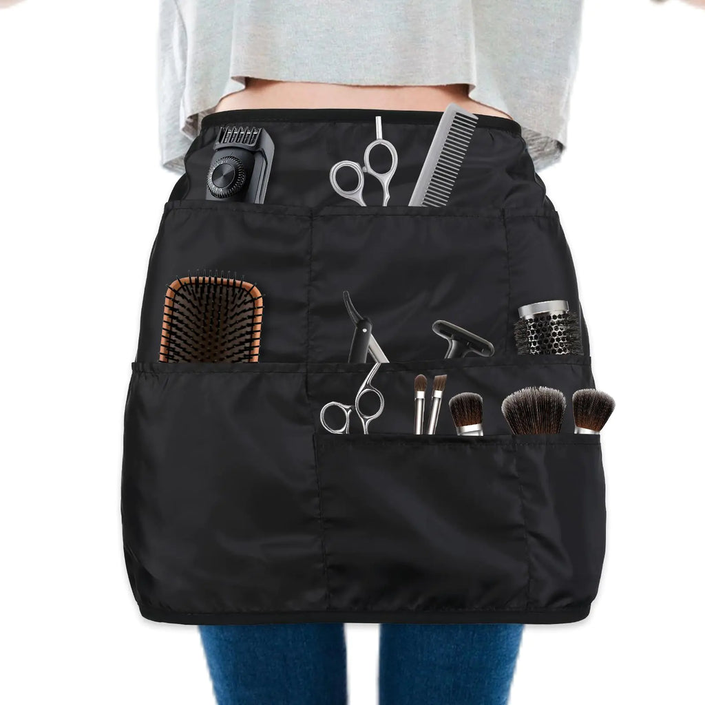 Tucnoeu Adjustable Barber Apron with 8 PocketsWaterproof and Bleach-Proof Hair Stylist Waist Apron for Salon Barber Cleaning Work of House Hotel