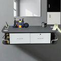 VEVOR Black & White Salon Wall Mount Styling Station Classic Locking 2 Drawers Storage Beauty Salon Spa Equipment Barber Station